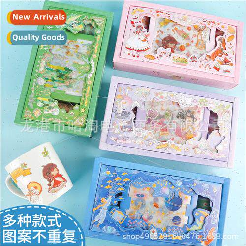 Childrens handbook stickers and paper tape gift box cute gir