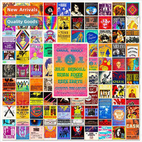 100 stickers rock poster stickers shein new nostalgic retro