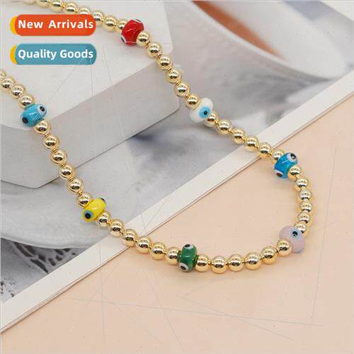 New retro high fashion sense of colorful flat round evil eye