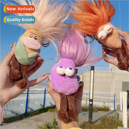 New creative quirky fried hairy vegetable doll keychain stud