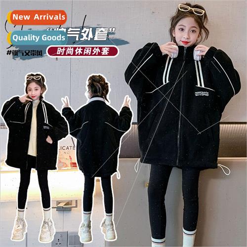 Girls wool sweater jacket padded thickened fall and winter 2