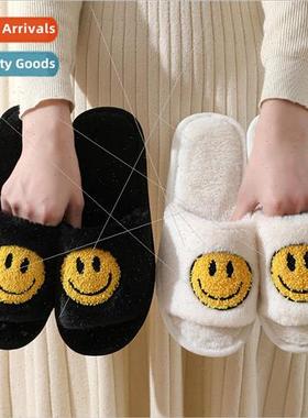 New smiley Korean fall and winter hairy couple cotton slippe