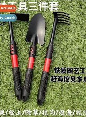 Gardening tools rake hoe two busy catching the sea small too