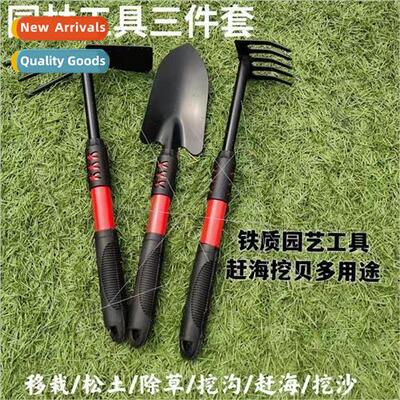 Gardening tools rake hoe two busy catching the sea small too