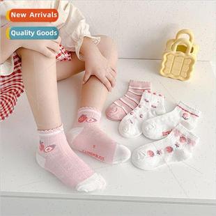 Socks Strawberry Girl New Pink Printed Baby Cute 2023 Fields