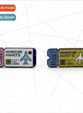 New Airline Ticket Pin ADVENTURE AWAITS Airline Ticket Badge