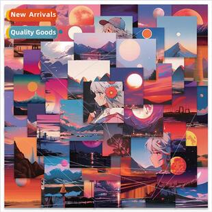 50 anime wind sunset beautiful scenery stickers luggage guit