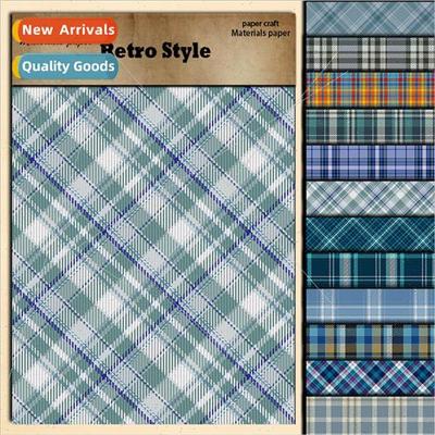 Blue checkered handbook material paper vintage handbook kit