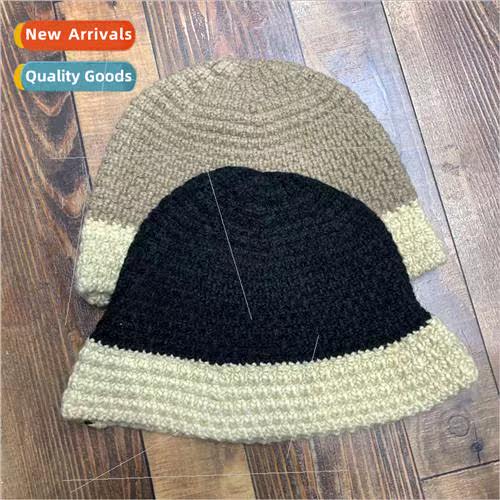 Korean  of the color combination ins crochet wool fisherman
