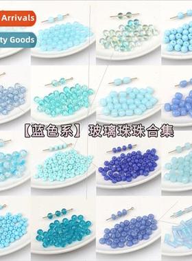Glass round beads hand-painted beads loose beads diy handmad