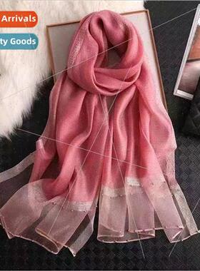 Autumn and winter new real womens silk wool beaded scarf mul