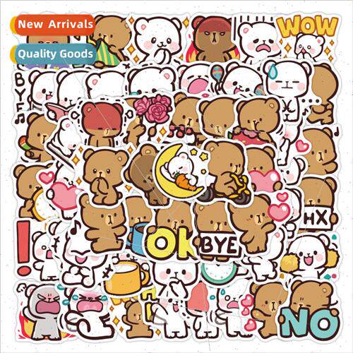 60 Brown Bear Stickers Cute Brown Bear Emoji Decoration Cell
