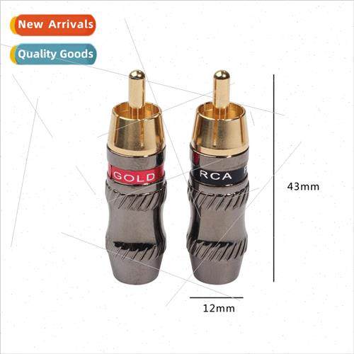 Gunmetal gray Gold-plated head RCA male plug Zinc alloy shel