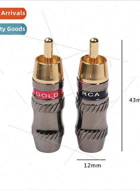 Gunmetal gray Gold-plated head RCA male plug Zinc alloy shel