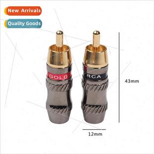 Gunmetal gray Gold-plated head RCA male plug Zinc alloy shel