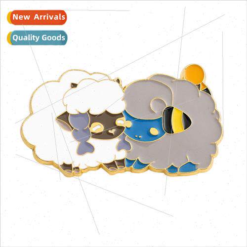 Cartoon cute sheep metal brooch alloy badge clothes bag acce