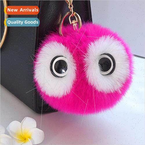 Cute panda with big eyes cute bag charm imitation fox hair c