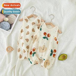 Baby sling ass coat gauze cotton undershirt pajamas summer t