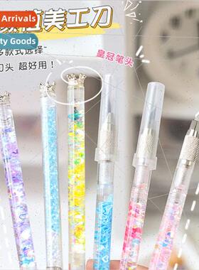 Cute girl heart crown quicksand pen knife students high valu