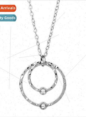 2018 new simple small fresh double circle pendant necklace f