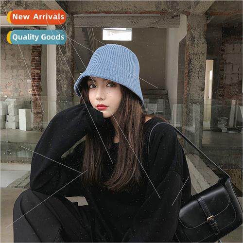 Bucket hat fall and winter basin hat ins knitted straight Ja