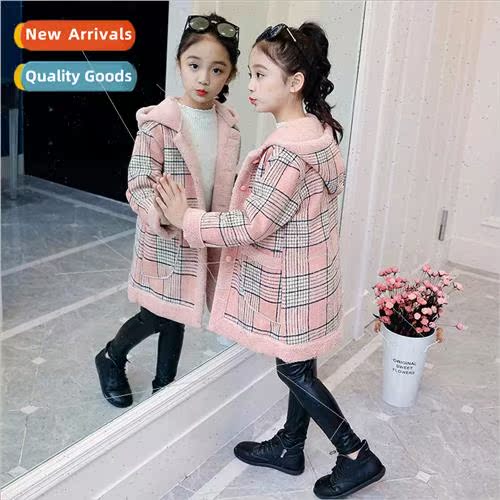 Girls tweed jacket 2023 fall and winter new 适用eign- Korean