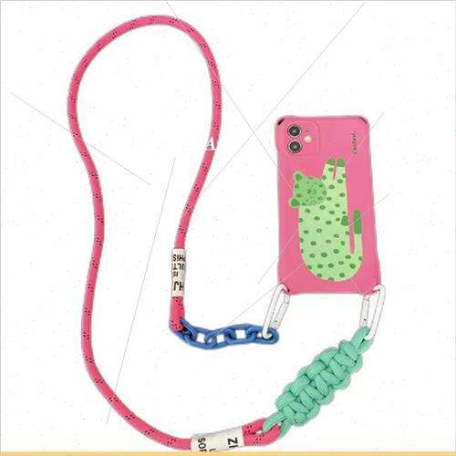 ins green polka dot cat 适用 Apple 14ProMax crossbody strap