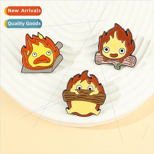 Anime cute metal badge Hals Moving Castle Calcifer small fir