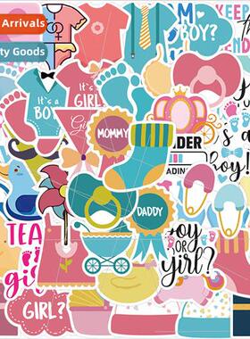 50 Baby Gender Reveal Doodle Stickers Decorative Guitar ggag