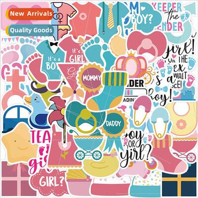 50 Baby Gender Reveal Doodle Stickers Decorative Guitar ggag