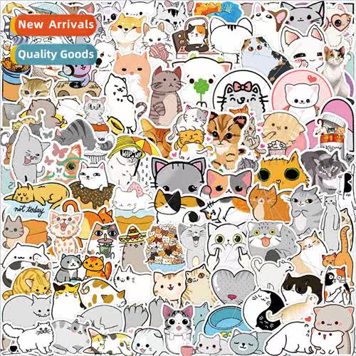 100 cute cartoon kitten graffiti stickers car cell phone wat