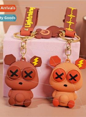 Cute pop-eyed bear doll silicone keychain fun doll pendant c