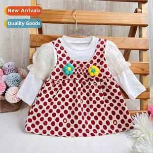 small 2023 dot polka children and middle fall dress Girls
