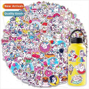 100 unicorn kids stickers cute cartoon rainbow horse water c