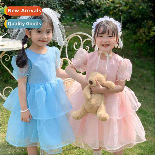 girls gas cute bubble sleeve mesh fluffy dress 2022 summer n
