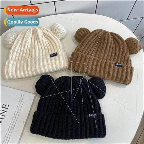 Japanese cute bear ears wool cap female fall and winter warm
