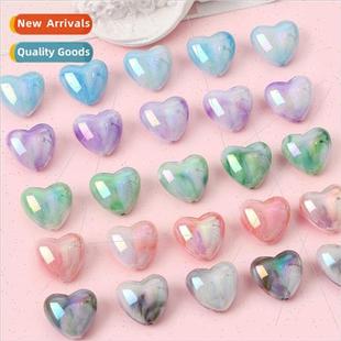 peach acrylic beads loose heart halo color two illusion