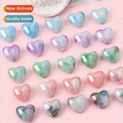 UV illusion acrylic two-color halo peach heart loose beads h