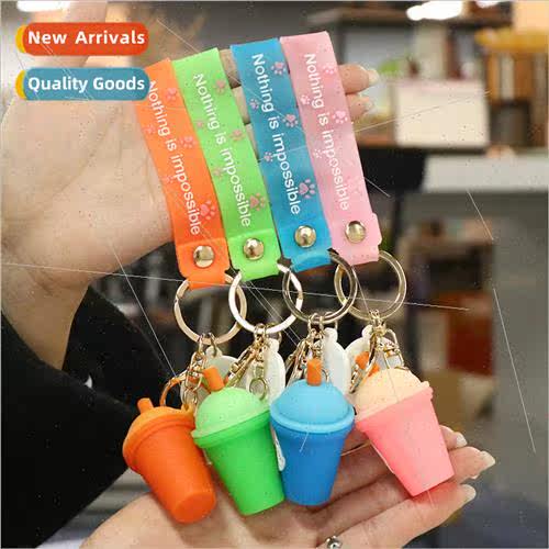 Creative new silicone cartoon teacup car keychain pendant co