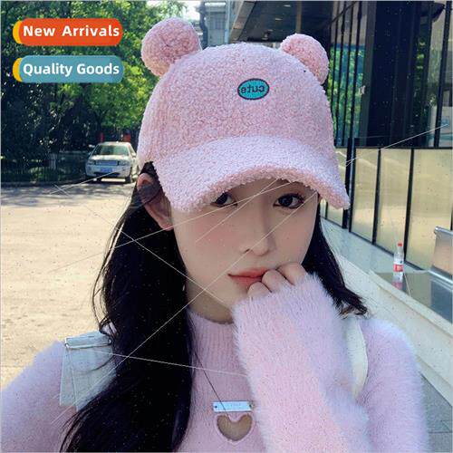 Lambs wool baseball cap childrens fall and winter Korean cut