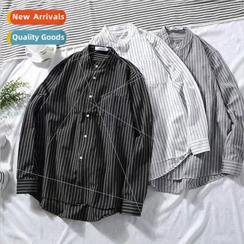 Hong Kong  mens striped long-sleeved shirt shirt nd loose su