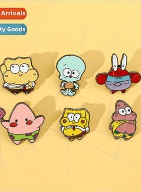 Cartoon cute Q  of SpongeBob SquarePants brooch Patrick Krab