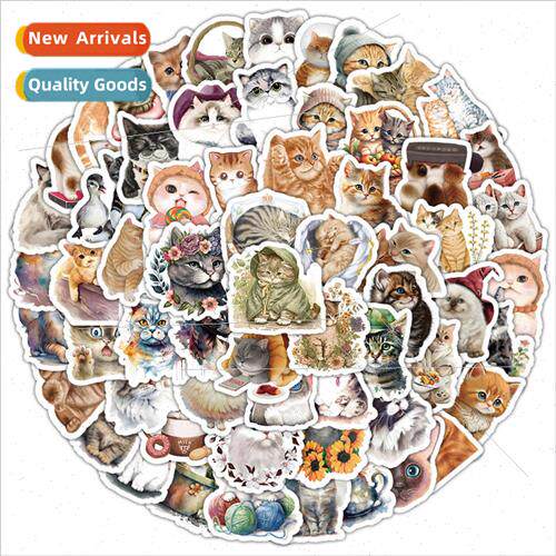 100 cartoon watercolor cat children doodle stickers notebook