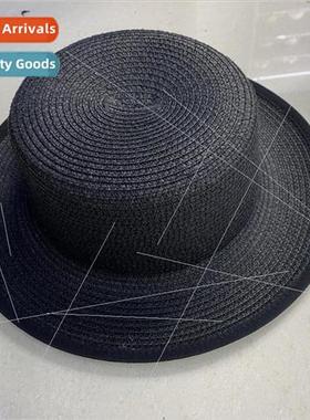 Bowler Hat Summer Black Wrap White ght Body Flat Top Straw H