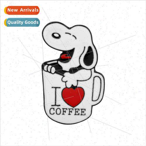Cartoon cute snoopy snoopy coffee cup love oil drip brooch m