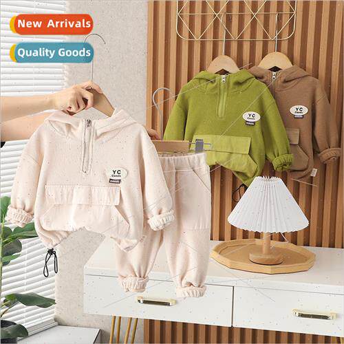 Childrens boys fall hooded sweater suit 2023 new childrens b