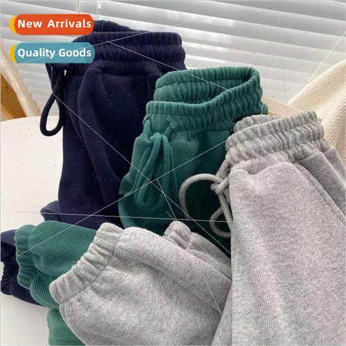 Childrens sports pants boys and girls elastic waist cinched