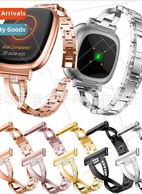 适用 Fitbit Versa4/3xshaped diamond encrusted alloy with dia