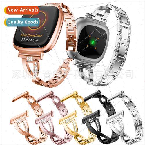 适用 Fitbit Versa4/3xshaped diamond encrusted alloy with dia