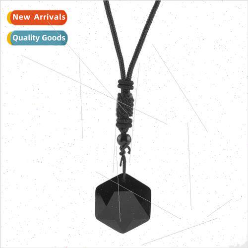 Jewelry Energy Stone Obsidian Hexagram Necklace Sweater Chai